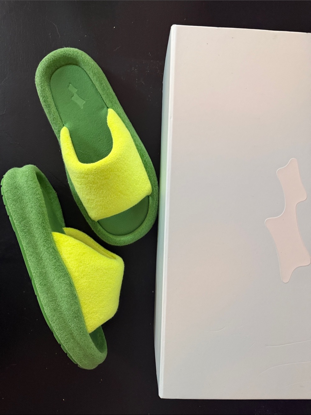 SKYLRK Green & Yellow Suede Slide Slippers - Men's Slip-On Loafers
